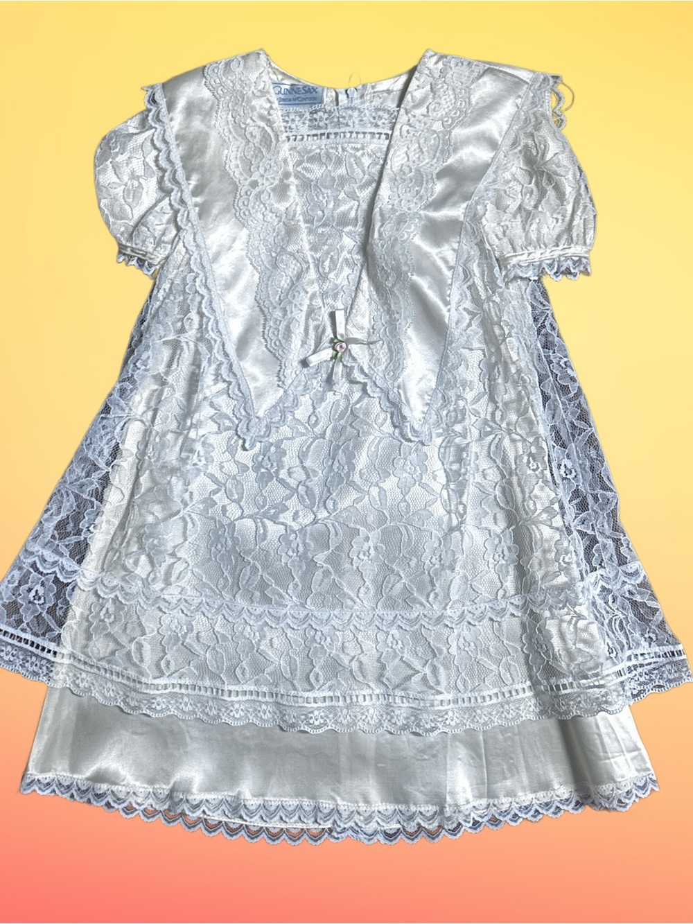 Gunne Sax ~ Girls Size 4 ~ Vintage ~ Victorian Style ~ White Lace Ruffle Dress